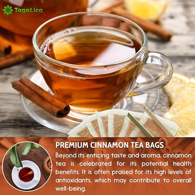 Tagalica 16 Cinnamon Tea Bags - 100% Natural & Pure Cinnamon Stick Herbal Tea. No Sugar, No Caffeine, No Gluten, Vegan