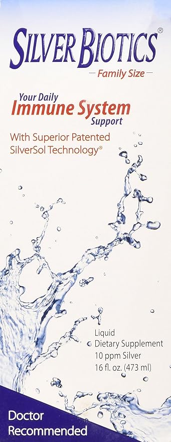 Silver Biotics Colloidal Nano SilverSol Ag₄O₄ 10 PPM Immune Support | Bio-Hacking Immune Building Natural Support | 16 Fl Oz (Pack of 2)