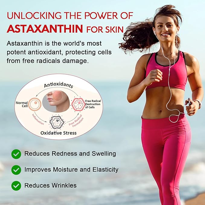 Astaxanthin Supplements 24mg, 5 Month Supply - Coconut MCT Oil, Fresh Microalgae Source w/Grape Seed Oil, Ashwagandha - Antioxidants for Healthy Skin, Eyes, Aging - Non-GMO & Gluten Free, 150 Softgels