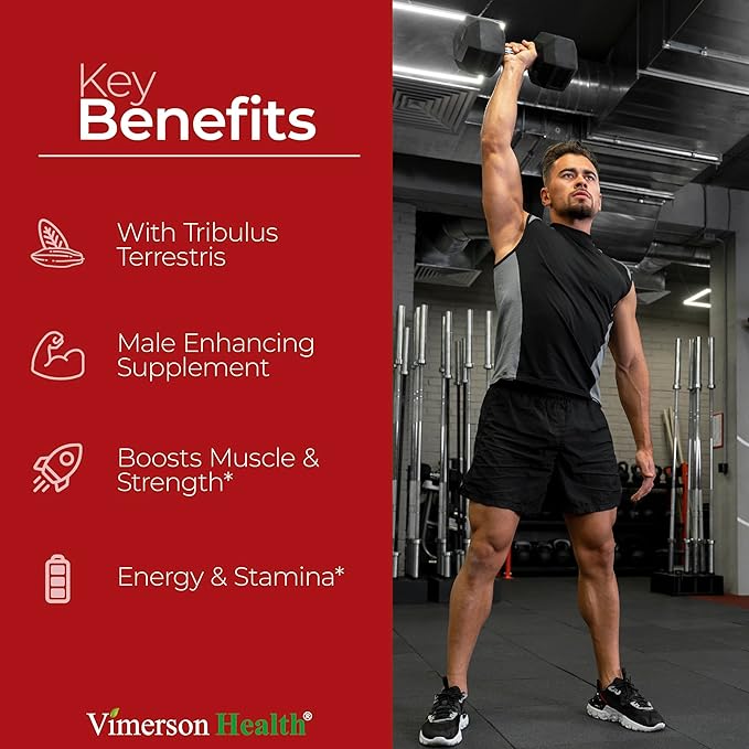 Maca Root, Saw Palmetto & HornyGoatWeed For Men – Tongkat Ali and Panax Ginseng Supplement for Energy, Drive & Strength – Workout Supplement For Men with Tribulus Terrestris & L-Arginine – 60 Capsules