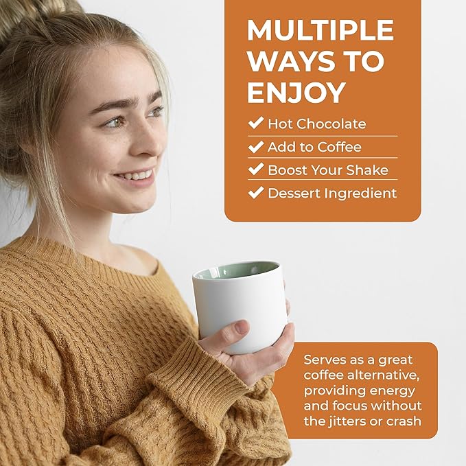 Organic Mushroom Hot Chocolate - Ceremonial Cacao with 5 Mushrooms (Lion's Mane, Cordyceps, Chaga, Reishi, Turkey Tail) - Great as a Coffee Alternative, Hot Chocolate, or Smoothie (30 Servings)