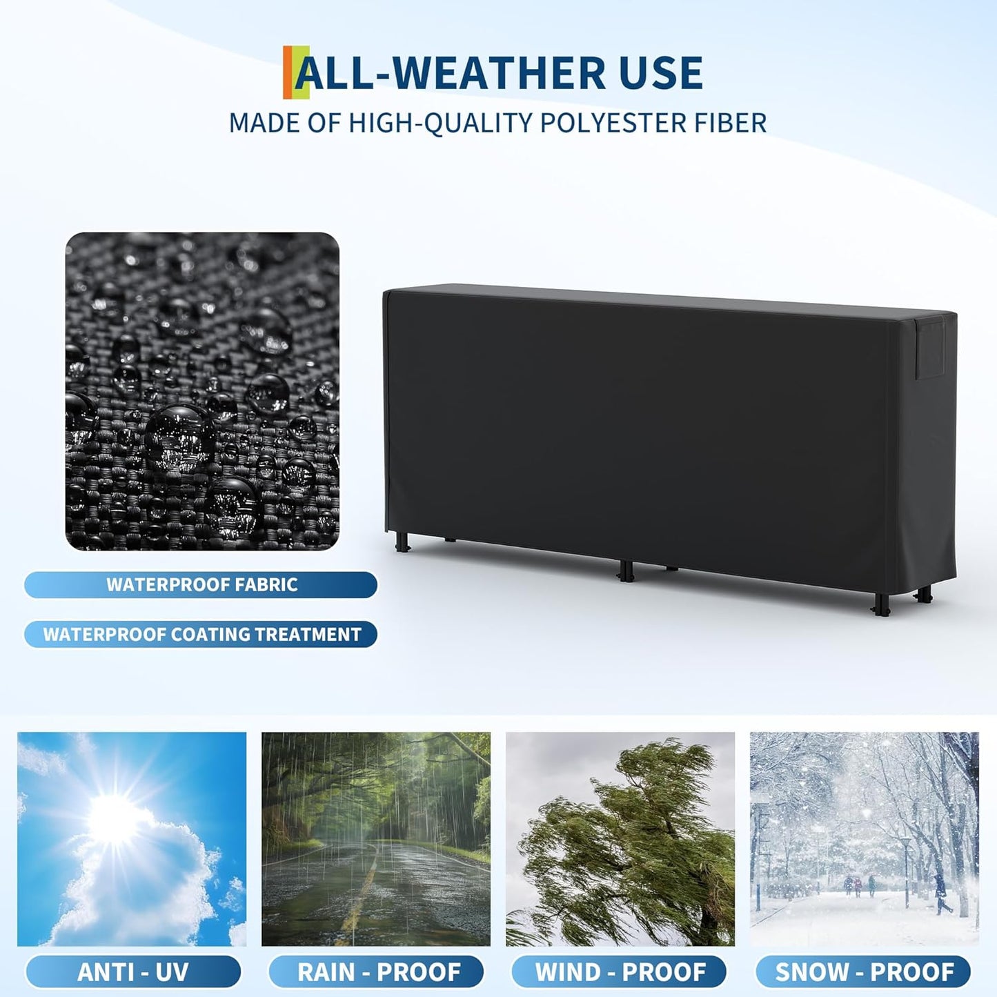 8FT Firewood Rack with Cover, Holders Firewood Outdoor Log Rack with Zipper, 8FT Heavy Duty Indoor Firewoods Storage Log Racks, Black Waterproof Oxford Fabric