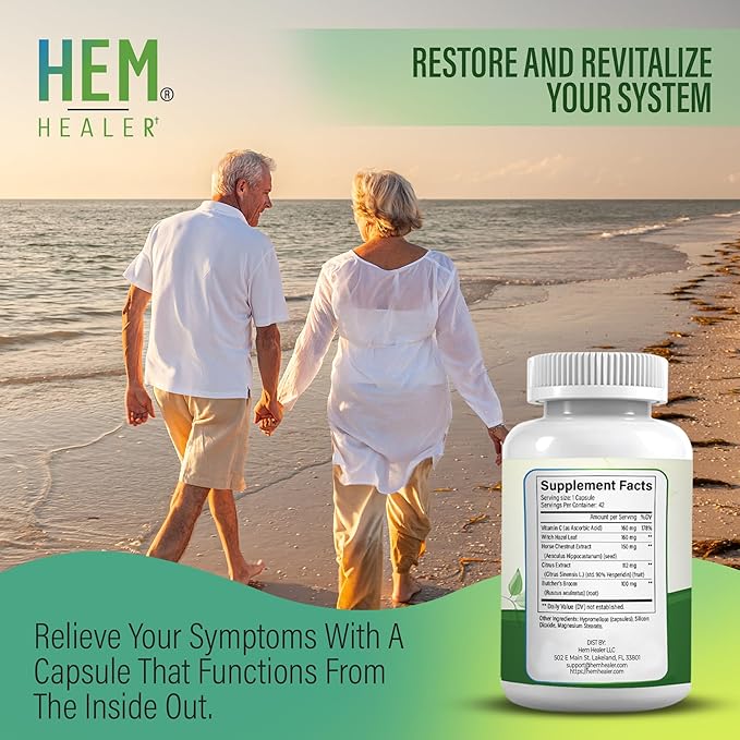 Hem Rescue Hemorrhoid Treatment Supplement - All Natural, Reduces Discomfort and Swelling, Boosts Blood Flow, Oral Botanical Blend, Made in USA - (3 Bottle Pack)