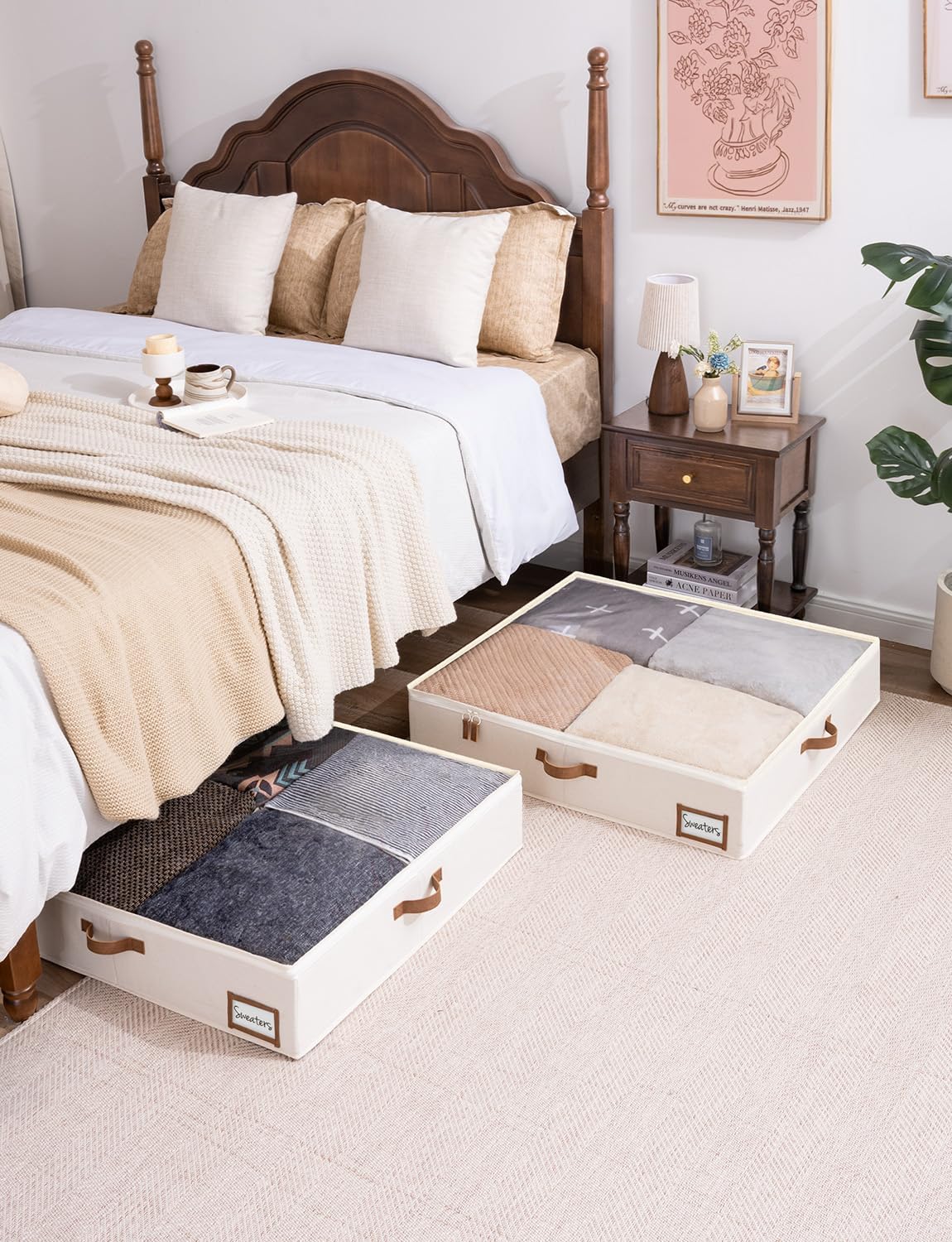 StorageWorks Underbed Storage Box, Under Bed Clothes Organizer With Sturdy Structure and Ultra Thick Fabric, 30" L x 28" W x 6" H, 2 pack