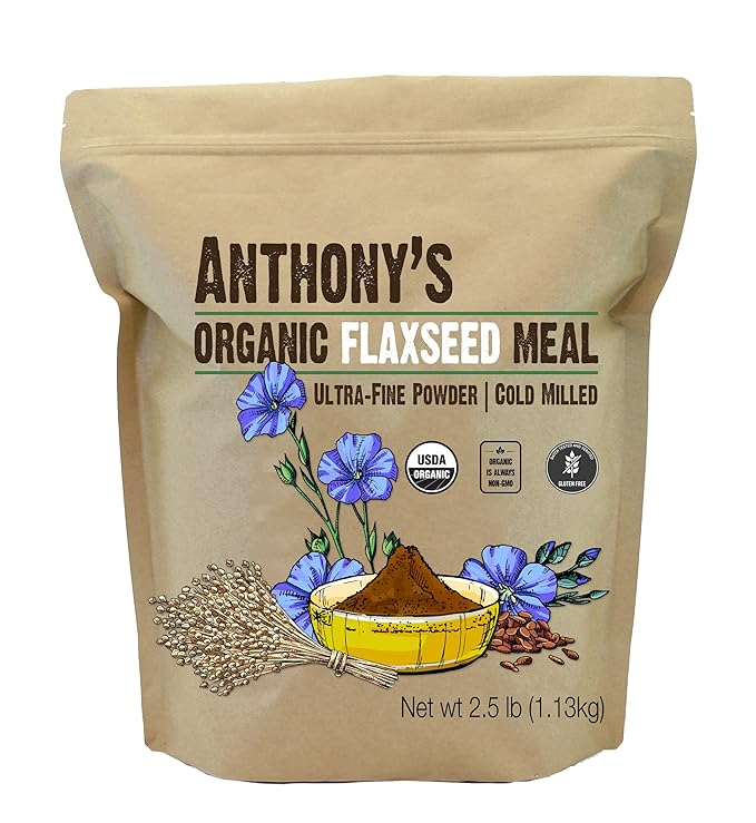 Anthony's Organic Flaxseed Meal, 2.5 lb, Gluten Free, Ground Ultra Fine Powder, Cold Milled, Keto Friendly