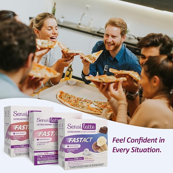 Lactase Enzyme 120 Tablets No Flavor - 9.000 FCC - Sensilatte – Quick Dissolution – Helps with Digestive Comfort – Prati Donaduzzi