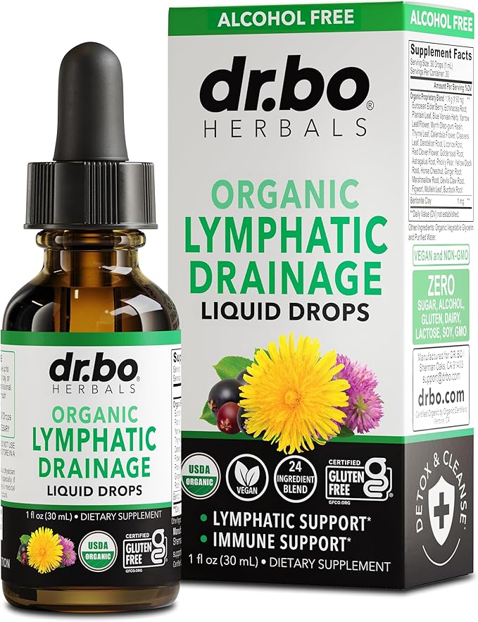 Lymphatic Drainage Supplements Drops - Organic Lymphatic Support Liquid Drops Cleanse with Echinacea, Lymph System Support Supplement, Lymph Node Detox Cleanse System Drainage - 1oz Non-GMO Organics