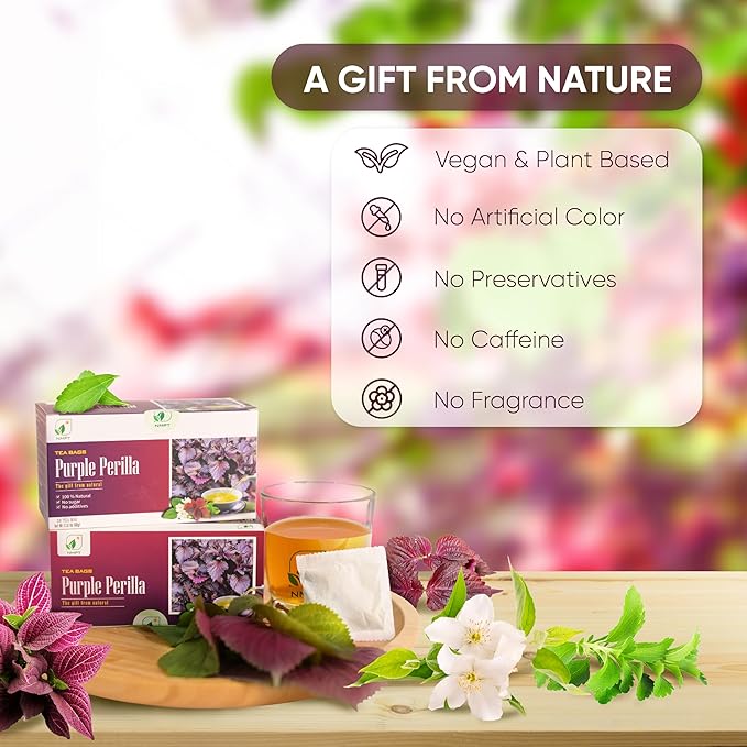 NMPT Dried Perilla Tea, Jasmine, Stevia, Hand Pick, Mixed Bags, Organic Herbal Tea, 30 Count, Gluten Free, Dairy Free, Sugar Free & 100% Natural, Energy Boost & Health Support
