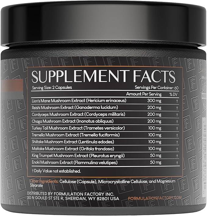 Shroom Vroom: 10-in-1 Mushroom Supplement, Lion’s Mane, Reishi, Cordyceps, Chaga, Turkey Tail, Tremella, Shiitake, Maitake, King Trumpet & Enoki, Brain Boost, Immune Support (360 count Pack of 3)