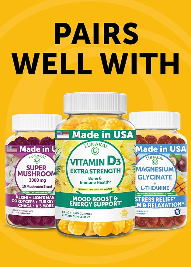 Lunakai USA Made Turmeric Gummies with Ginger & BioPerine – High Absorption Turmeric and Ginger Supplement for Inflammation, Joint & Immune Support, 60ct