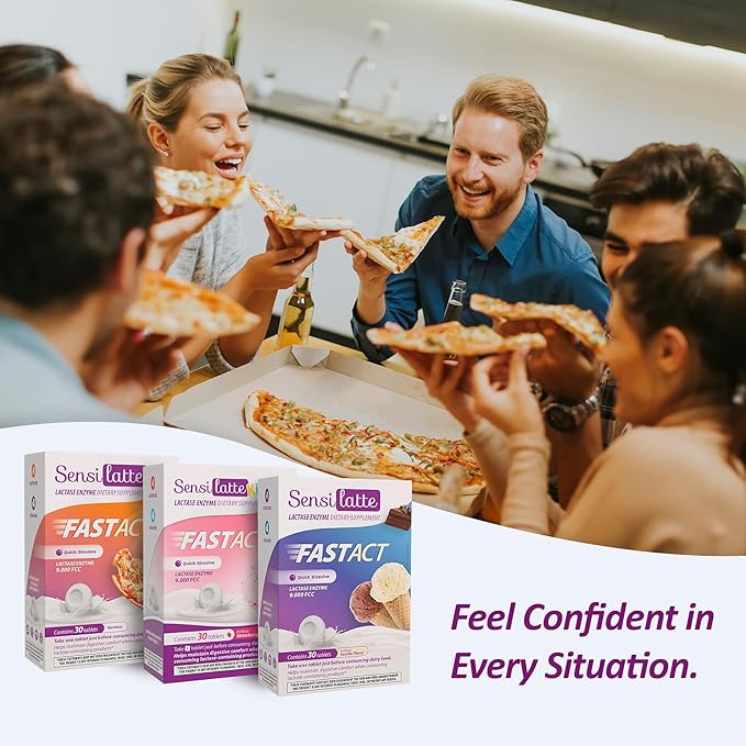 Lactase Enzyme 30 Tablets Vanilla - 9.000 FCC - Sensilatte – Quick Dissolution – Helps with Digestive Comfort – Prati Donaduzzi