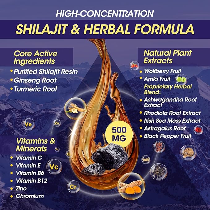 (2 Pack) Shilajit for Men & Women, 16-in-1 Liquid Shilajit Drops, Trace Minerals, Ginseng, Turmeric, Ashwagandha, Immune Support, Energy Boost & Joint Health, 2 FL. Oz