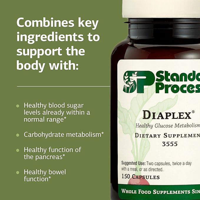 Standard Process Diaplex - Supplement for Pancreas & Gallbladder Support - Contains Chromium & Antioxidant Vitamin A - Non-Dairy - 150 Capsules (75 Servings)