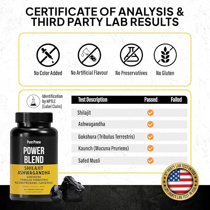 Pure Himalayan Shilajit Capsules for Men with Ashwagandha, Gokshura & Safed Musli - Extra Strength Organic Shilajit and Ashwagandha Supplement - Tribulus (Gokshura) for Men's Vitality