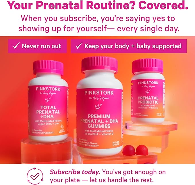 Pink Stork Premium Prenatal Gummy Vitamins with DHA, Folate, and Vitamin D - Multivitamin and Nutrient Blend for Neural Tube and Fetal Brain Development - Pregnancy Must Haves - 60 Vegan Gummies