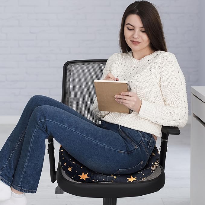 Donut Center Hole Hemorrhoid Pillow Memory Foam Hemorrhoids Seat Cushion for Tailbone or Coccyx Pain Relief Home Office Desk Chair Car Seat Cushions for Women Postpartum Pregnancy (Golden)