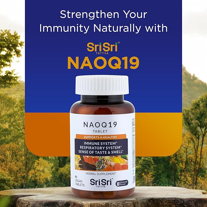 SRI SRI TATTVA NAOQ19 Immunity Support – Ayurvedic Herbal Supplement with Ashwagandha, Turmeric, Licorice, Tulsi, Andrographis – Respiratory & Adrenal Support – 19 Herbs & Adaptogens – 90 Capsules