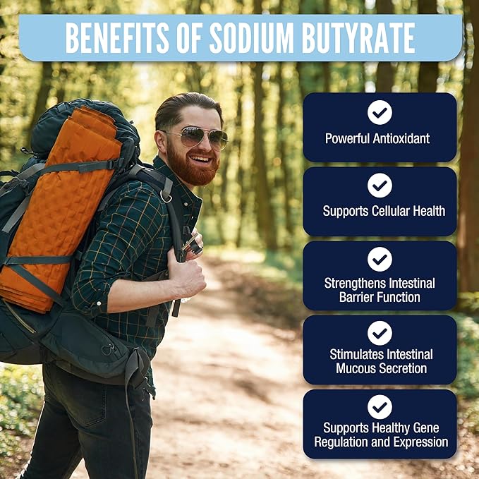 LongJuvity Sodium Butyrate Supplement (300mg) - Naturally Sourced Postbiotic - Optimal Gut Health & Leaky Gut Repair - Postbiotic Short Chain Fatty Acid, Lab Tested (120 Extended Release Caps)