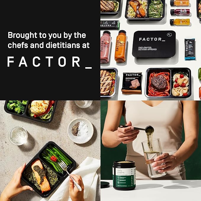 FACTOR FORM Daily Greens Superfood Powder | 5 Functional Blends for Gut Health, Energy & Immunity | Prebiotics, Probiotics, Adaptogens, B Vitamins (30 Servings, Jar)