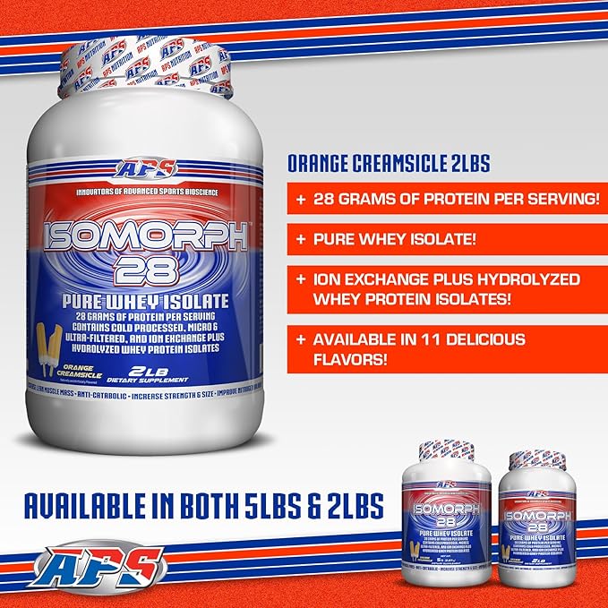 APS Nutrition IsoMorph 28 Protein Powder | Pure Whey Isolate | Cold Pressed, Ultra- Filtered, & Ion Exchange Isolates | 28g Protein | 2 Pound (Orange Creamsicle)