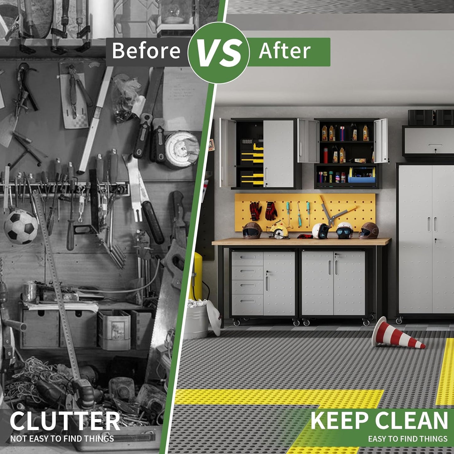 Rolling Tool Cabinet with Wheels, Tool Cabinets with 2 Door and 1 Drawer for Garage, Tool Room, Assembly Required(Black and Gray)