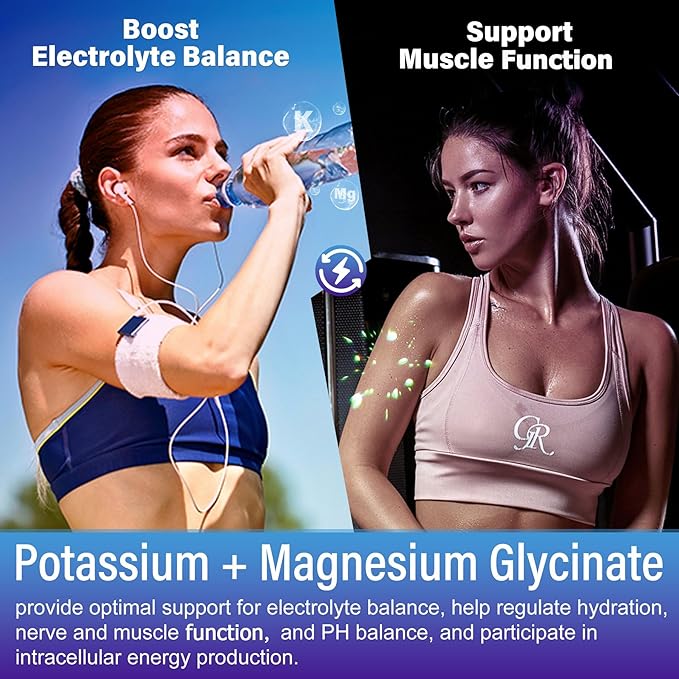 Potassium Magnesium Gummies - Potassium Supplement w/Ashwagandha 200mg, Magnesium Glycinate,B6,B12,P-otassium Citrate for Leg Cramps,Muscle,Electroyte for Adults Kids,Sugar-Free,1Pack