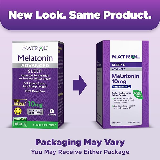 Natrol Advanced Sleep Melatonin 10mg, Dietary Supplement for Restful Sleep, Time Release Melatonin Tablets, 100 Time-Release Tablets, 100 Day Supply (Pack of 12)