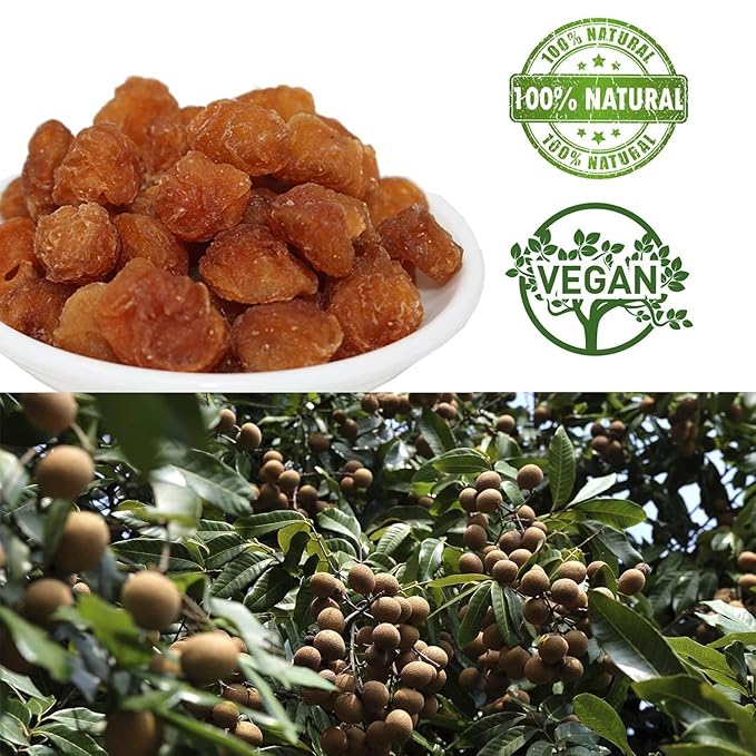 Natural Dried Longan Fruit 100% Fruit Meat,Thailand sun dried longan,泰國桂圓幹/龍眼乾 Packed in USA (Dried Longan-2 Pound)