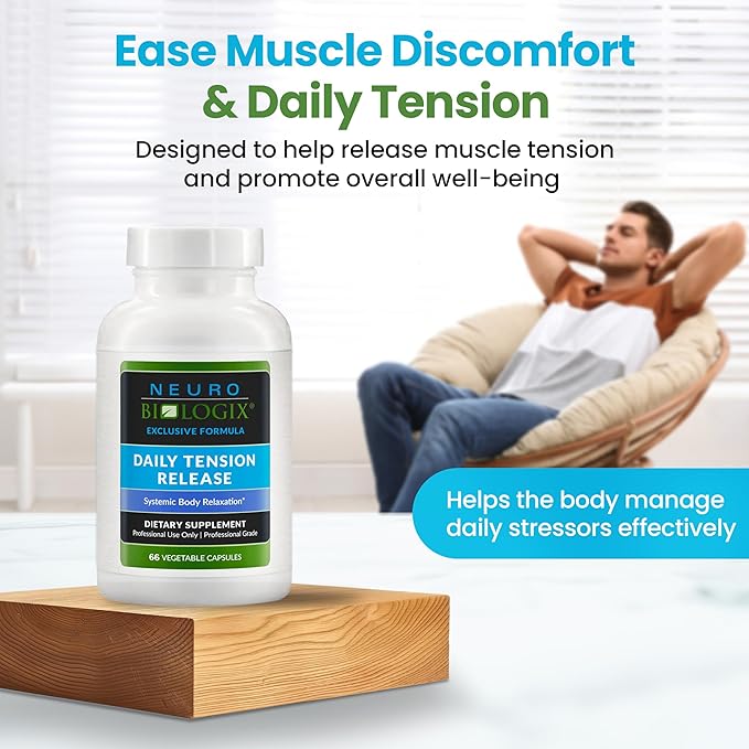 Daily Tension Release – Synergistic Herbal & Vitamin C Formula for Muscle Relaxation Support - With Valerian Root, Skullcap & Catnip for Occasional Stress Support - Non-Drowsy, Natural Support