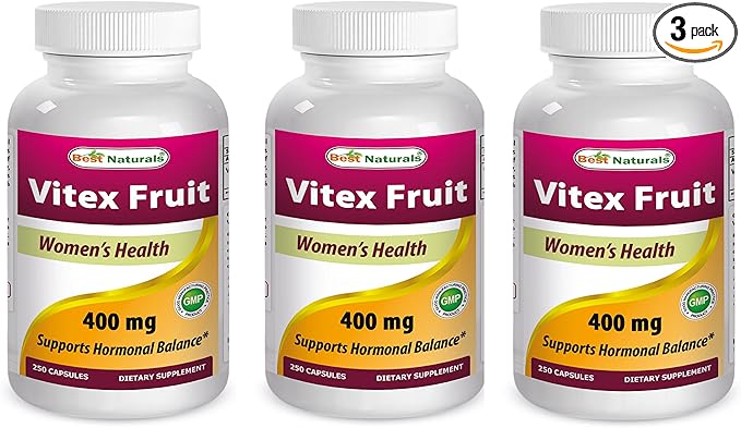 Best Naturals Vitex Chasteberry 400 mg 250 Capsules (Pack of 3)