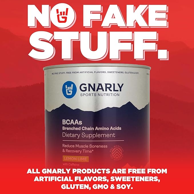 Gnarly Nutrition BCAA Powder, Lemon Lime – Pre-workout BCAAS Amino Acids – NSF Contents Certified – Supplement to Support and Rebuild Muscle – Lemon Lime with Caffeine, 10.58 oz