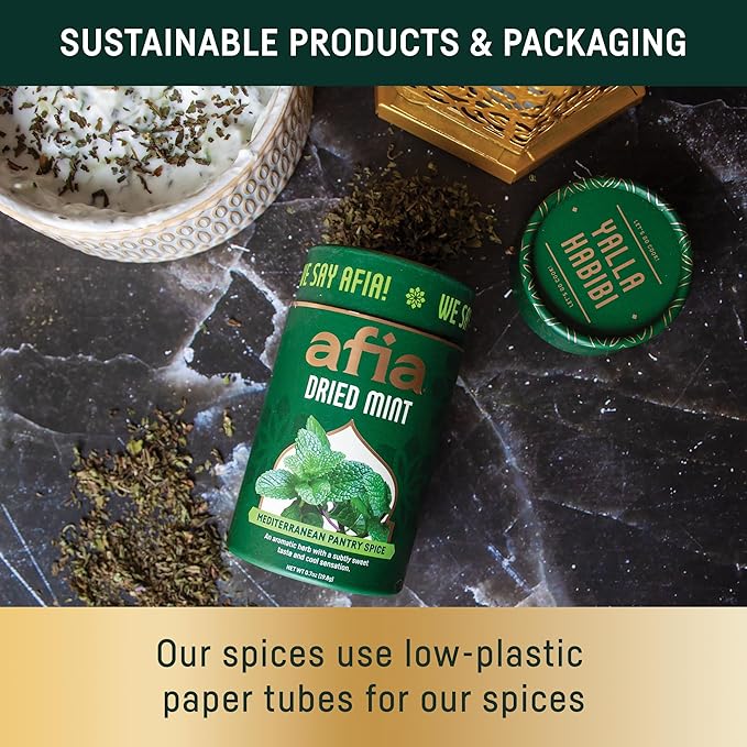 Afia - Dried Mint Seasoning | Dried Mint for Cooking, Mediterranean Pantry Spice for Middle Eastern Dishes, Meals and Cuisine | Premium Middle Eastern Spices (1pk, 0.7oz)