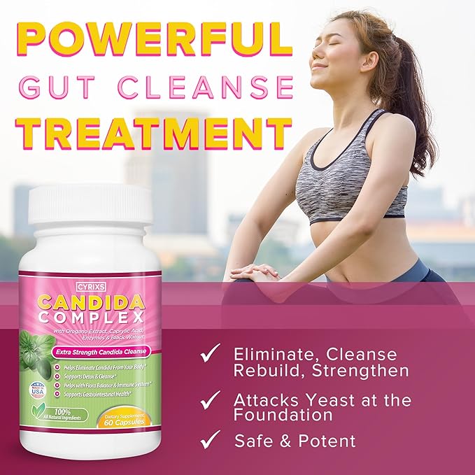 Candida Complex | Boost Your Immune System | All Natural Gut Cleanse with Herbs, Antifungals, Enzymes and Probiotics | Eliminates Candida | Prevents Reoccurrence