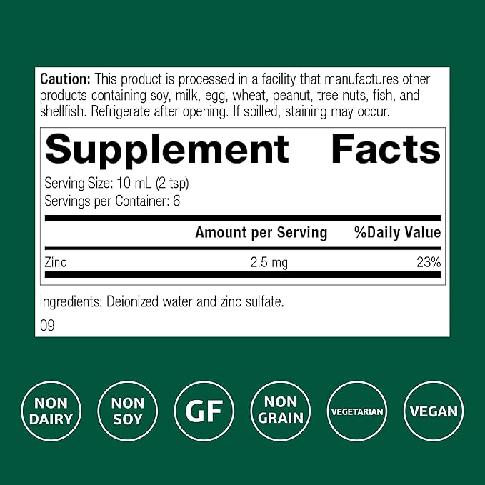 Standard Process Zinc Test - Noninvasive Status Assessment - Excellent Source of Zinc - 2 fl oz