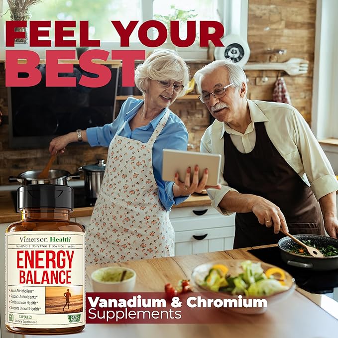 Vanadium with Chromium - Chromium Vanadium Supplement for Caffeine Free Energy and Metabolism Support. With Alpha Lipoic Acid, Cinnamon, Banaba Leaf & Bitter Melon Fruit. Non-GMO. Vegan. 60 Capsules