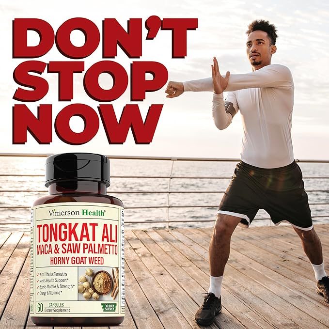 Maca Root, Saw Palmetto & HornyGoatWeed For Men – Tongkat Ali and Panax Ginseng Supplement for Energy, Drive & Strength – Workout Supplement For Men with Tribulus Terrestris & L-Arginine – 60 Capsules