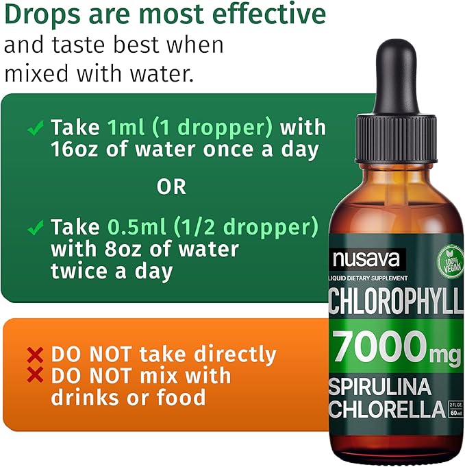 (4 Pack) 4-in-1 Vegan Chlorophyll Liquid Drops 7000mg for Immune Support, Energy, Gut and Skin Health - Liquid Chlorophyll - Internal Deodorant Enriched with Chlorella, Spirulina, & Copper, 8 Fl Oz
