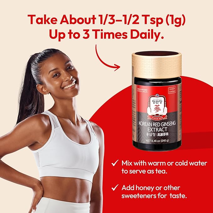 Korean Red Ginseng Extract Paste (Hong SAM JUNG) - Panax Ginseng Adaptogen Supplements - Energy Boost & Immune Support, Caffeine Free & Gluten Free (240g, 8.47 oz)
