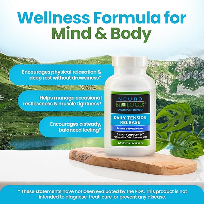 Daily Tension Release – Synergistic Herbal & Vitamin C Formula for Muscle Relaxation Support - With Valerian Root, Skullcap & Catnip for Occasional Stress Support - Non-Drowsy, Natural Support