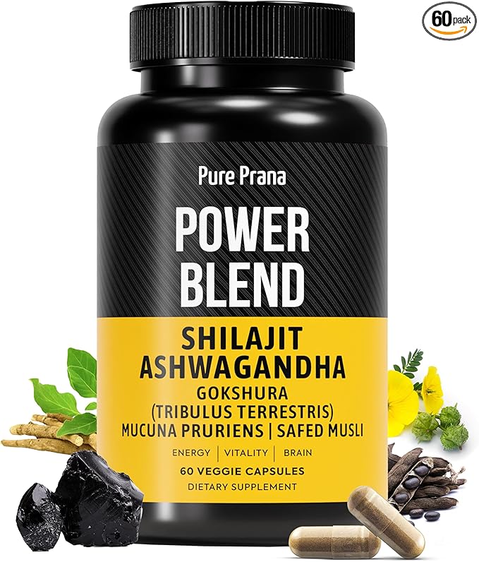 Pure Himalayan Shilajit Capsules for Men with Ashwagandha, Gokshura & Safed Musli - Extra Strength Organic Shilajit and Ashwagandha Supplement - Tribulus (Gokshura) for Men's Vitality