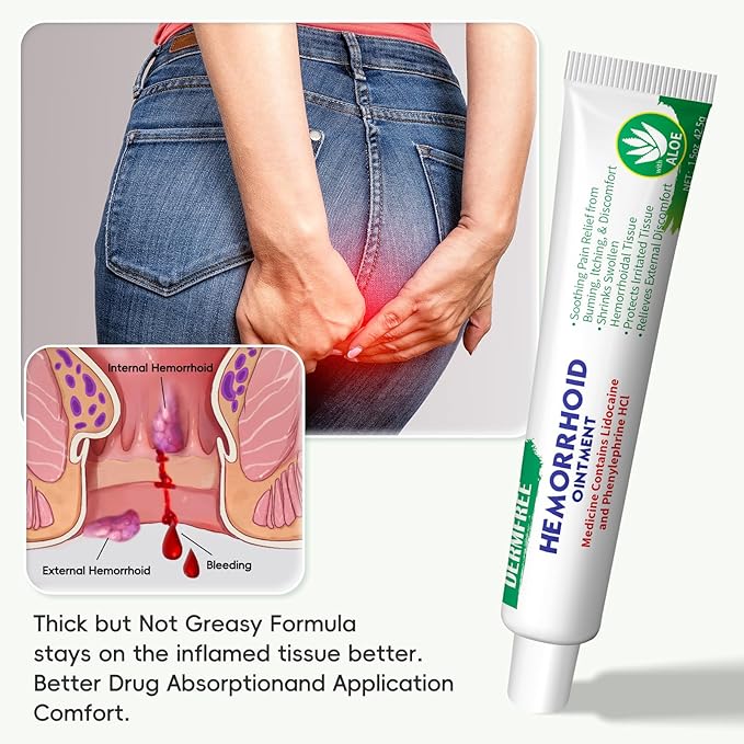 Hemorrhoid & Fissure Ointment,Hemorrhoid Treatment Cream with Phenylephrine HCl,Fast Relief from Swelling, Burning, Itching,Internal and External Hemor rhoid Cream with Aloe and Glycerin-1.5oz