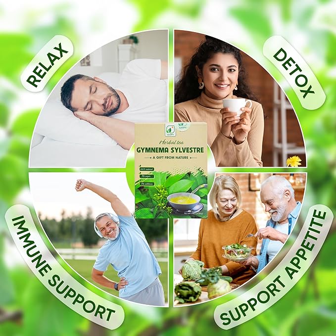 NMPT Dried Gymnema Sylvestre Leaf Tea, Celastrus Hindsii, 100% Hand Pick, Organic Herbal Tea, 40 Count, Freeze Drying, Gluten Free, Dairy Free, No Sugar Added, Energy Boost & Health Support