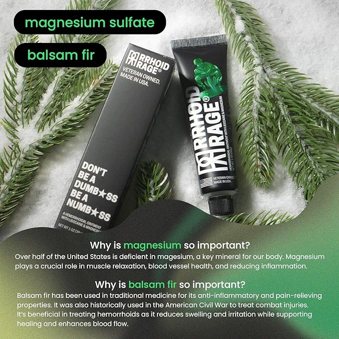 Hemorrhoid Ointment - Fissure and Hemorrhoid Treatment with Lidocaine, Aloe Extract, Magnesium Sulfate, Balsam Fir, Fast Acting Hemorrhoid Cream for Itching, Swelling and Maximum Pain Relief (1-Pack)