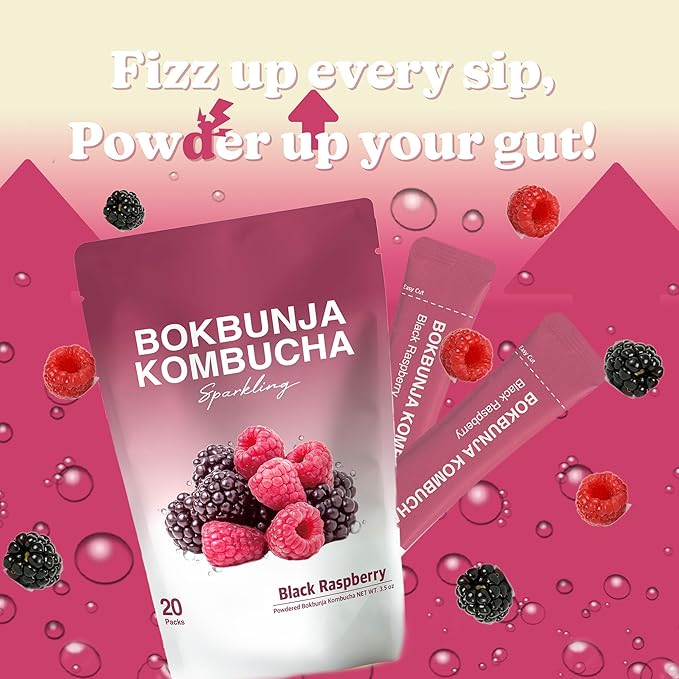 DALAMHARI Kombucha Powder | Black Raspberry Bokbunja 20T | Kombucha Drink Probiotic Soda Urban Kombucha Synergy Scoby Kombucha Starter Kit Adaptogen Drink Health Ade Kombucha Tea Bubbly