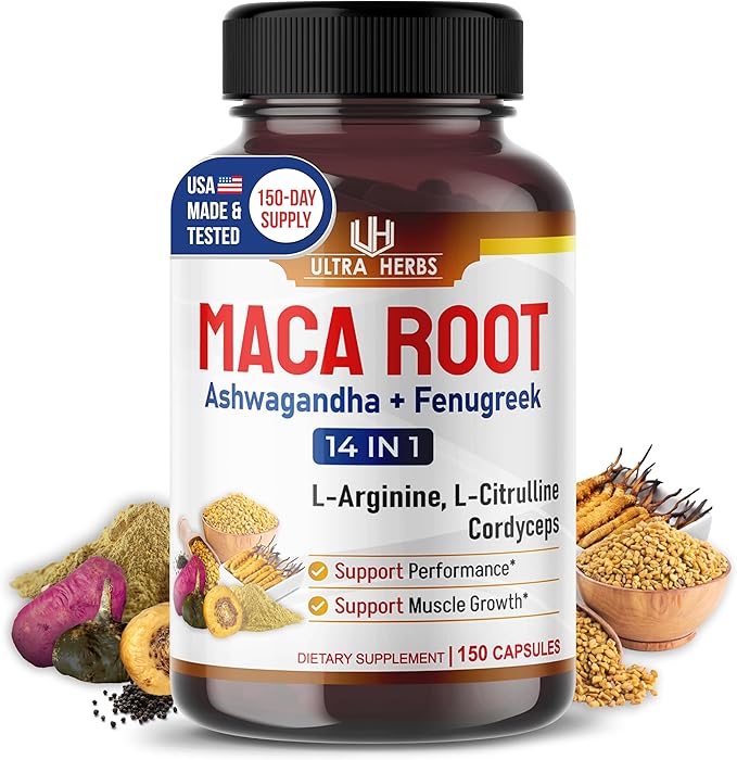 Peruana Maca Root Black, Red, Yellow | Maca Root Capsules Enhanced with Ginseng, Ashwagandha, Fenugreek | Support Stamina, Performance & Mood | 150 Capsules