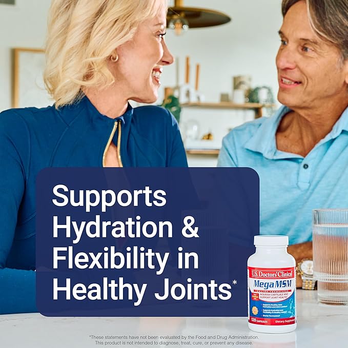 U.S. Doctors’ Clinical Mega MSM Supplement for Joints with MSM + Vitamin C + Collagen and Neem - Clinically Proven to Promote Cartilage Tendon & Ligament Health (1 Month Supply – 120 Capsules)