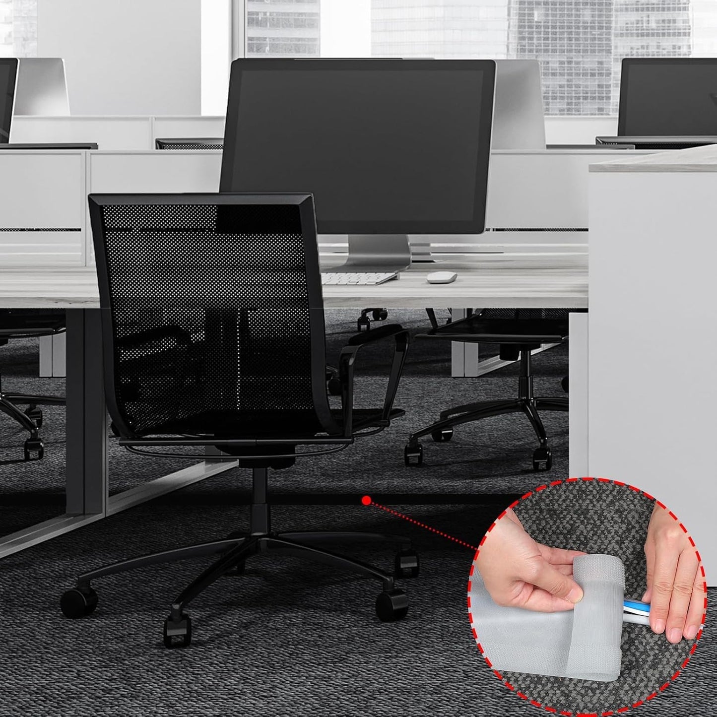 WILLBOND Carpet Cord Cover Cable Protector Floor Cover Cable Protector Management Only for Commercial Office Carpet(98.43 ft,Grey)