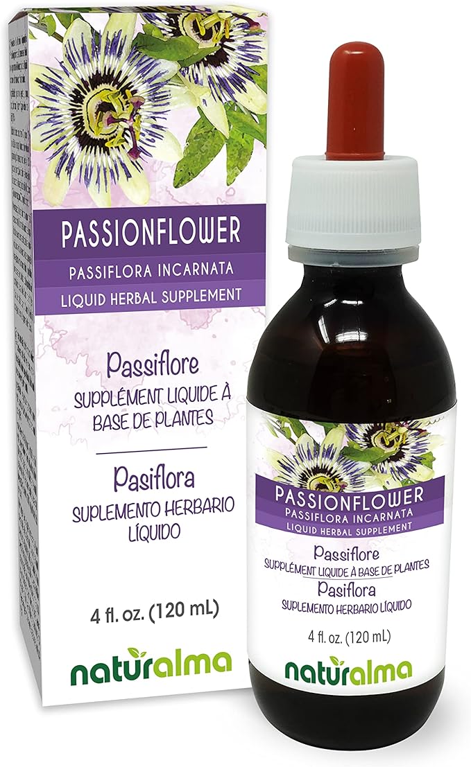 Naturalma Passionflower (Passiflora incarnata) herb with Flowers Alcohol-Free Tincture - 4 fl oz Liquid Extract in Drops - Herbal Supplement - Vegan