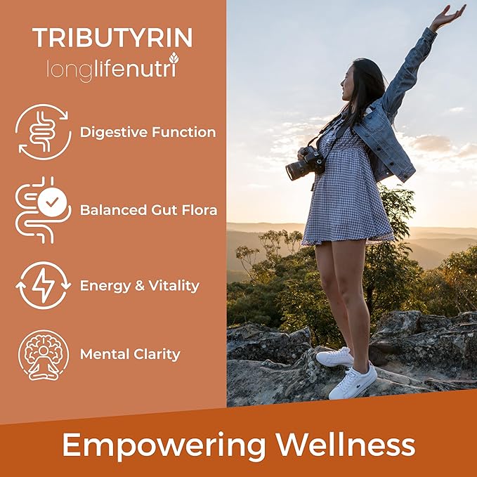 BioGutyrin – Tributyrin 500mg, Postbiotic Supplement for Gut Function & Nutrient Absorption, 120 Vegetarian Capsules, Butyric Acid for Butyrate Production, 4-Month Supply, GMP Certified, Made in USA