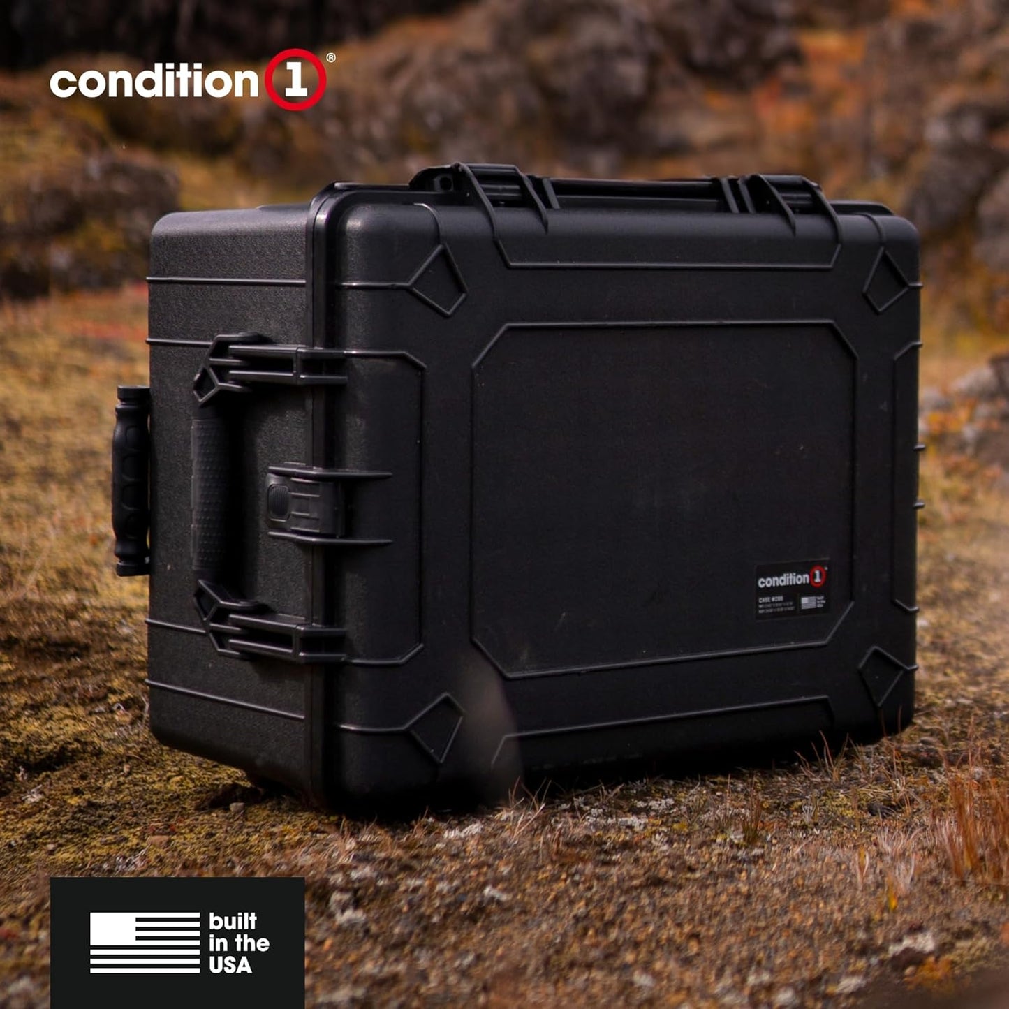 Condition 1 25" Large Rolling Hard Travel Case Model 286, Lockable Storage Box with Wheels and Handle, Waterproof Dustproof TSA Friendly, Made in USA, 24.58"x19.58"x14.60" Orange